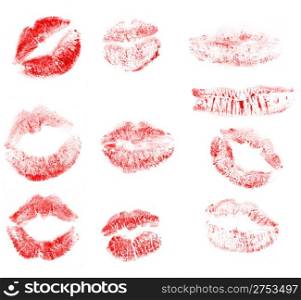 Set print of lips. It is isolated on a white background