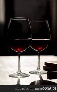 set red wine glasses table