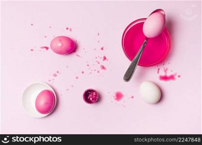 set rose easter eggs blots spoon dye liquid