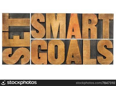 set smart goals - isolated word abstract in vintage letterpress wood type