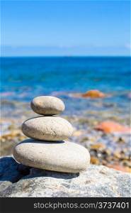 Set stones to relax with the sea in background