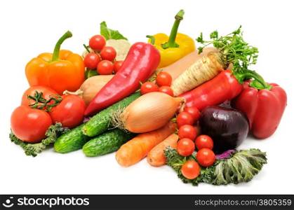 set vegetables isolated on a white background