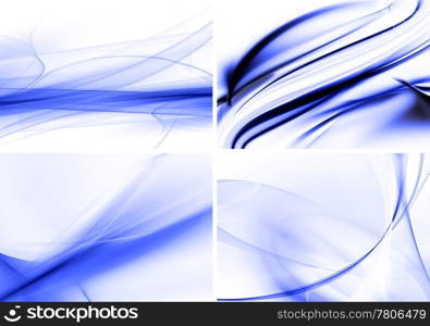 Set wavy blue abstract backgrounds