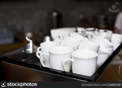 set white coffee cup tray cafeteria