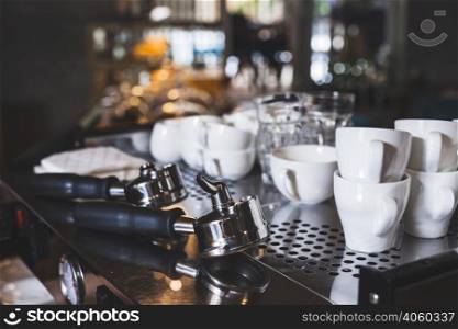 set white cup espresso scoop coffee bar