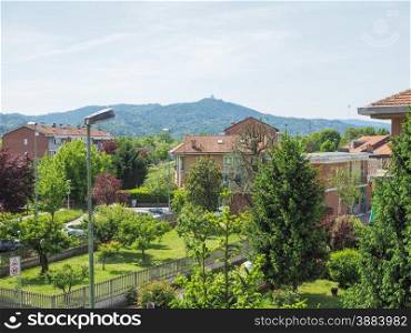 Settimo Torinese. Aerial view of the town of Settimo Torinese in the province of Turin, Italy