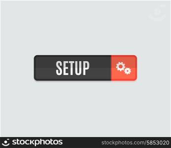Setup web button, gear icon. Modern flat design website icon and design element