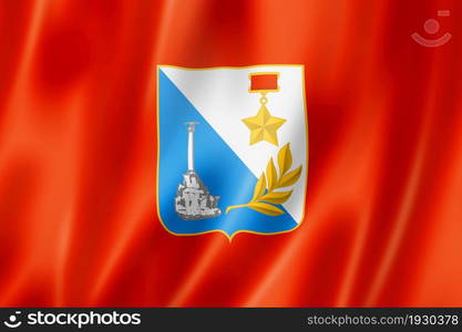 Sevastopol city flag, Russia waving banner collection. 3D illustration. Sevastopol city flag, Russia