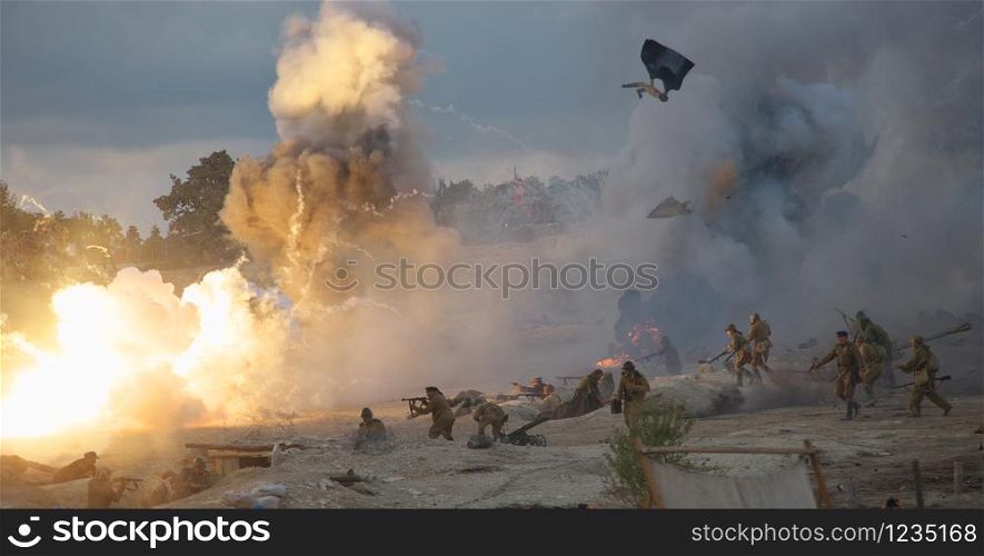 Sevastopol, Crimea, RUSSIA - SEPTEMBER 17, 2016: Military-historical festival in Crimea. Battle for Sevastopol