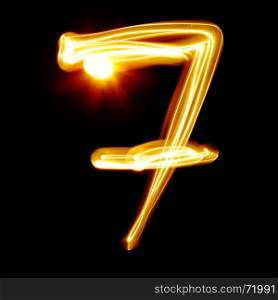 Seven - Created by light numerals over black background