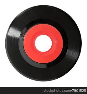 seven inch 45 rpm vinyl record isolated on white