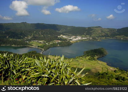 seven lake city at the azores island of sao miguel, portugal