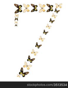 Seven number butterfly show isolated