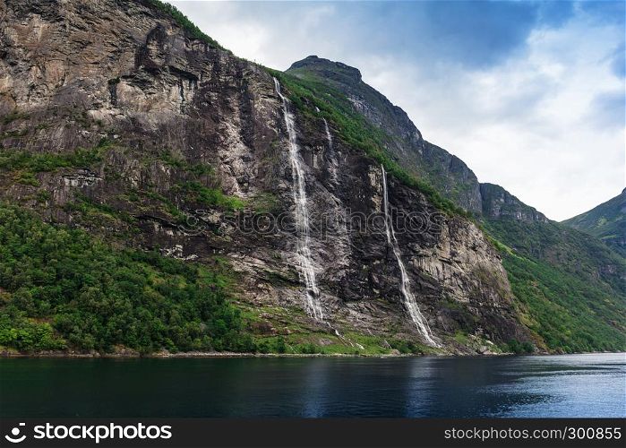 seven sisters waterfall in Geiranger Fjord, Norway