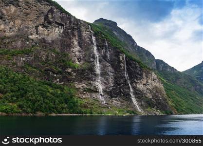 seven sisters waterfall in Geiranger Fjord, Norway