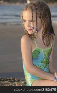 Seven year old girl at the beach