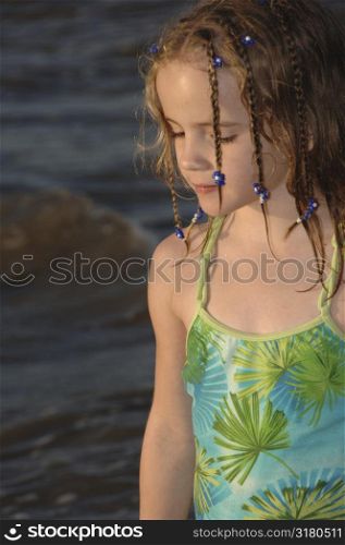 Seven year old girl at the beach