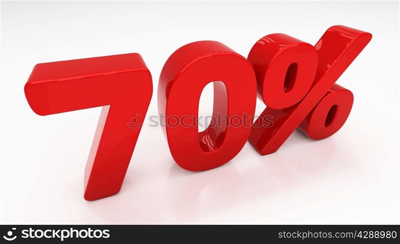 Seventy percent off. Discount 70. &#xA;Percentage. 3D illustration