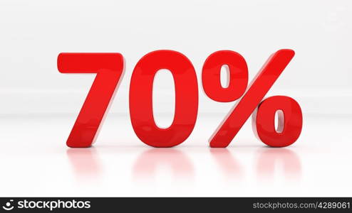 Seventy percent off. Discount 70. &#xA;Percentage. 3D illustration