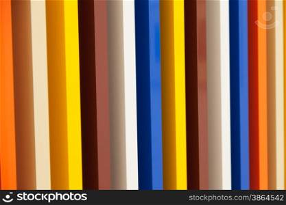 Several colors in prospective painted on wood columns