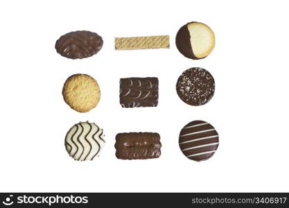 Several cookies of various variety on white background