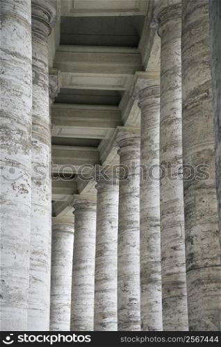 Several marble columns in Rome, Italy.