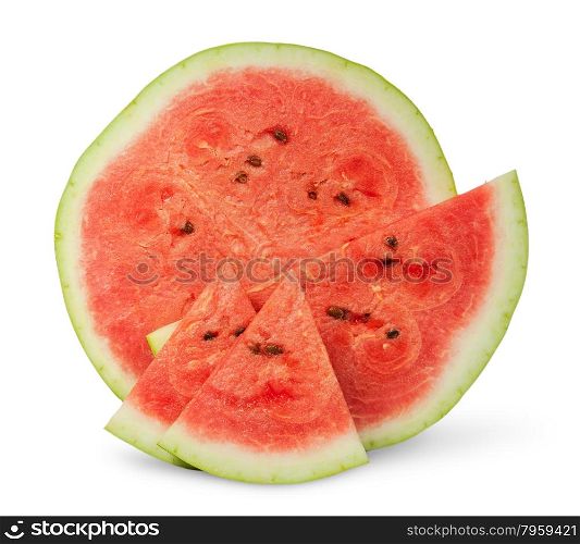 Several slices of watermelon different size isolated on white background