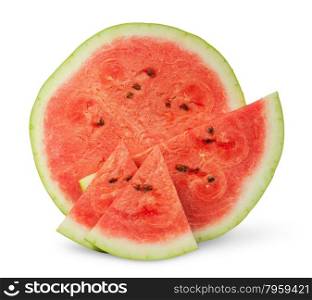Several slices of watermelon different size isolated on white background