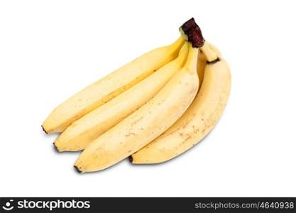 Several yellow bananas isolated on white background.