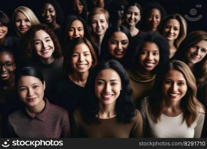 Several young women close up created with generative AI technology