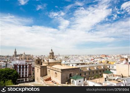 Seville Cathedral and cityscape downtown Sevilla, Spain
