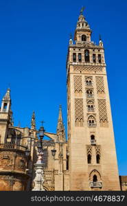 Seville cathedral Giralda tower of Sevilla Andalusia Spain