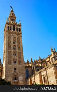 Seville cathedral Giralda tower of Sevilla Andalusia Spain