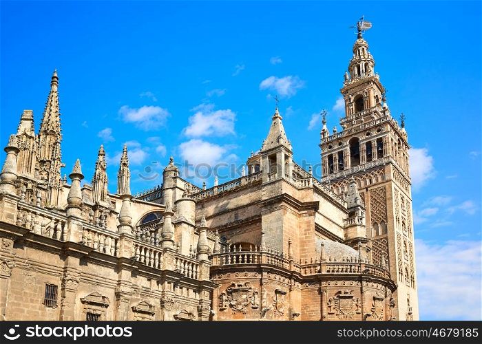 Seville cathedral Giralda tower of Sevilla Andalusia Spain