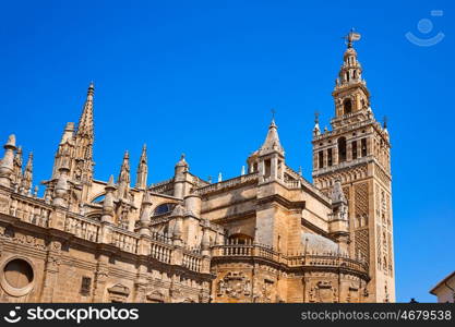 Seville cathedral Giralda tower of Sevilla Andalusia Spain