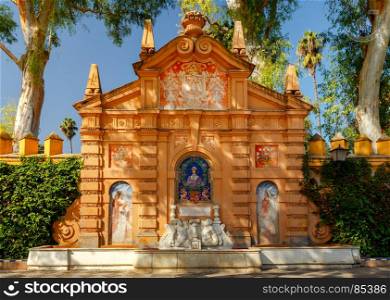 Seville. Gardens of Murillo.. Fountain Catalina de Ribera y Mendoza. Murillo Gardens. Seville.