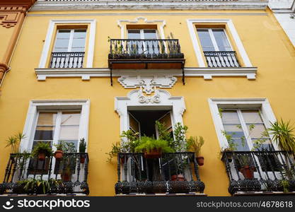 Seville Macarena barrio facades in Sevilla Spain