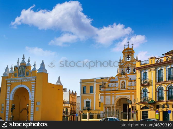 Seville Puerta de la Macarena and Basilica church in Sevilla Andalusia Spain