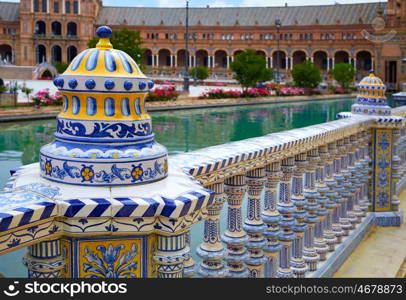 Seville Sevilla Plaza de Espana ceramic balustrade Andalusia Spain square