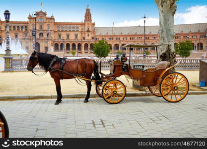 Seville Sevilla Plaza de Espana horse carriages Andalusia Spain square