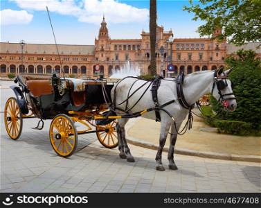 Seville Sevilla Plaza de Espana horse carriages Andalusia Spain square
