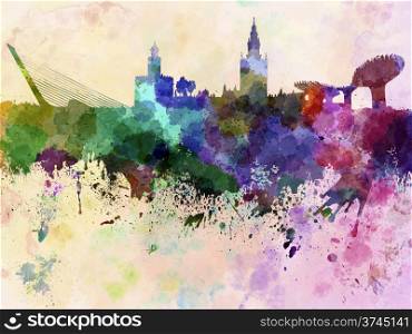 Seville skyline in watercolor background