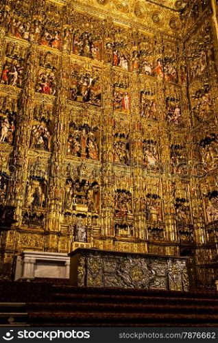 Seville, Spain. Main Altar made of gold, 400 years old