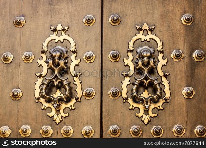 Seville, Spain. Old door detail, made of wood, 200 years old.