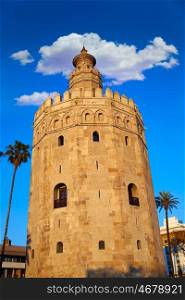 Seville torre del Oro sunset in Sevilla Andalusia Spain