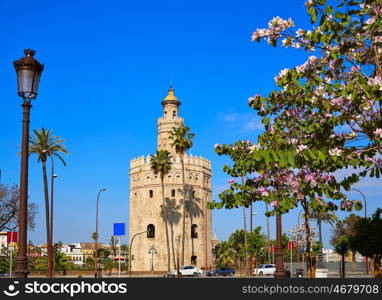 Seville Torre del Oro tower in Sevilla Andalusia Spain