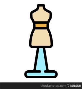 Sew mannequin icon. Outline sew mannequin vector icon color flat isolated. Sew mannequin icon color outline vector