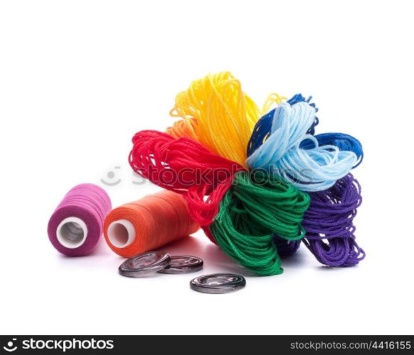 Sewing accessories isolated on white background cutout