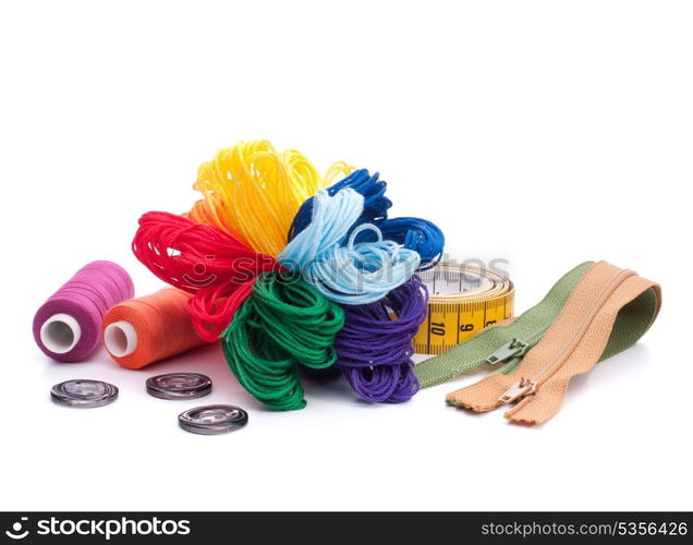 Sewing accessories isolated on white background cutout