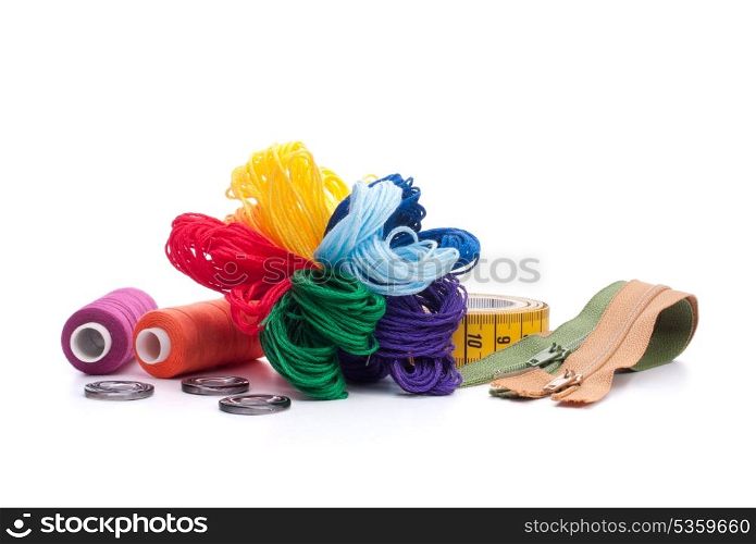 Sewing accessories isolated on white background cutout